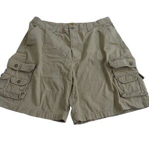 Point Zero Cargo Shorts Men Size 38 Khaki Tan Cotton Broken In Relaxed FLAW